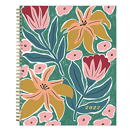 Blue Sky™ Brit + Co Frosted Weekly/Monthly Planner, 8-1/2" x 11", Full Blooms, January To December 2022, 136015