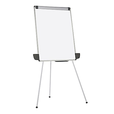 MasterVision® Tabletop/Floor Tripod Non-Magnetic Dry-Erase Whiteboard Presentation Easel, 29" x 41", Aluminum Frame With Silver Finish