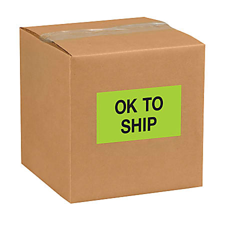 Tape Logic Labels, "Ok To Ship", 2" Circle, Fluorescent Green 500roll Dl1260 - View #4
