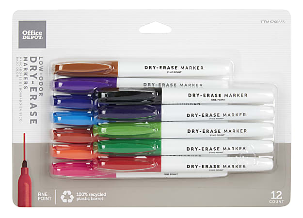 Office Depot® Brand Low-Odor Pen-Style Dry-Erase Markers, Fine
