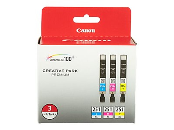 Canon 251XL Cyan Magenta Yellow High Yield Ink Cartridges Pack Of