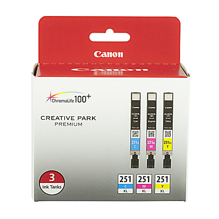 Canon 251 XL High-Yield Cyan/Magenta/Yellow Ink Cartridges, Pack Of 3