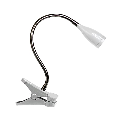 Simple Designs Flexible Gooseneck LED Clip Desk Lamp, Adjustable, White
