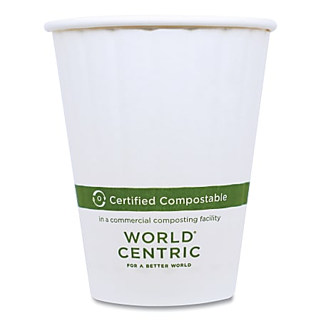 World Centric® Double-Wall Paper Hot Cups, 12 Oz, White, Pack Of 1,000 Cups