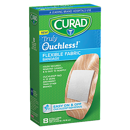 CURAD® Truly Ouchless Self-Adhesive Bandages, XL, Tan, Box