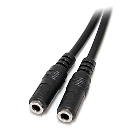 StarTech.com Slim Stereo Splitter Cable 3.5mm Male to 2x 3.5mm Female Split  one headphone jack into two separate jacks 3.5mm audio splitter mini jack  splitter headphone y cable 3.5mm y cable headphone