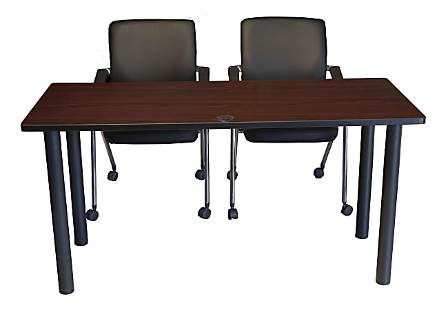 Boss 3-Piece 36"W Training Table And Chairs Set, Cherry/Black