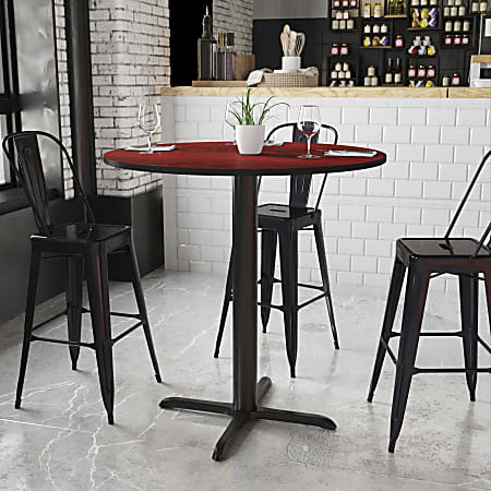 Flash Furniture Round Bar-Height Table, 43-1/8"H x 42"W x 42"D, Mahogany