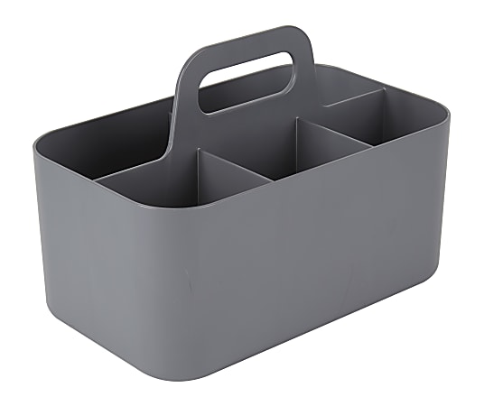 Rinboat 6-Pack Plastic Storage Caddy, Cleaning Caddy with Handle, Gray