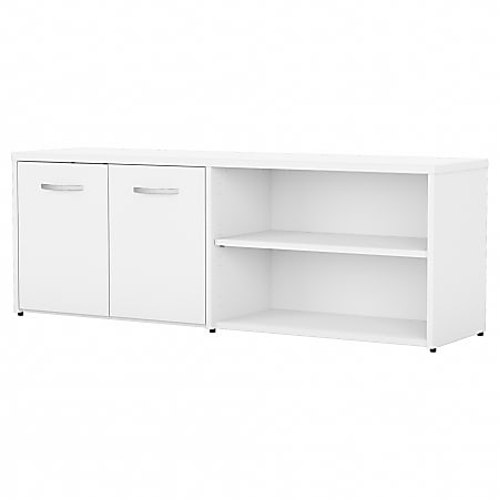 Bush® Business Furniture Studio C 60"W Low Storage Cabinet With Doors And Shelves, White, Standard Delivery