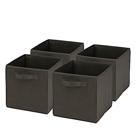 Honey-Can-Do Non-Woven Foldable Cubes, Medium Size, Black, Pack Of 4