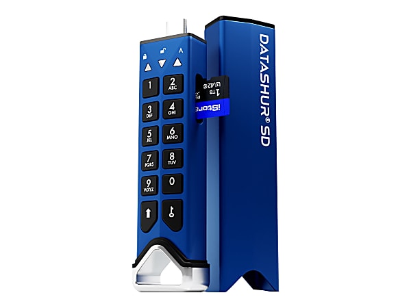 iStorage® datAshur SD Encrypted USB Flash Drive With iStorage® microSD Card Slot, Blue