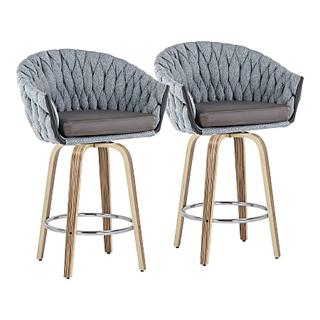 LumiSource Braided Matisse Counter Stools, Blue/Gray/Zebra, Set Of 2 Stools