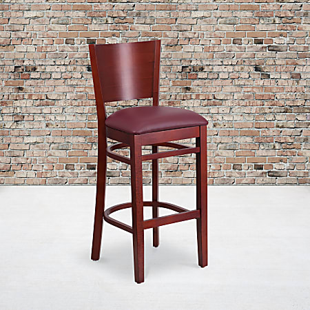 Flash Furniture Solid Back Restaurant Bar Stool, Burgundy/Mahogany