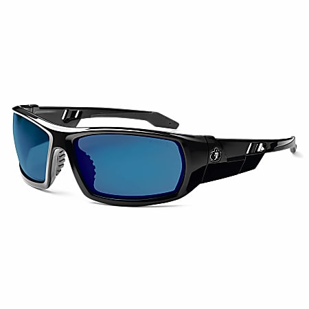 Ergodyne Skullerz® Safety Glasses, Odin, Black Frame, Blue Mirror Lens