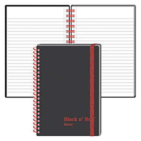 Black n' Red™ Wirebound Notebook, 3 5/8" x 5 7/8", 1 Subject, Wide Ruled, 70 Sheets, Black/Red