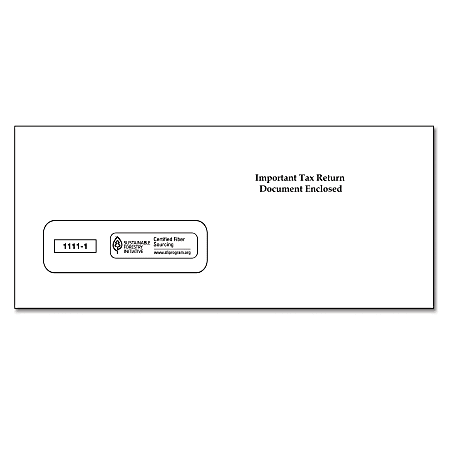 ComplyRight™ Single-Window Envelopes For Standard IRS 3-Up 1099 Formats, 3 7/8" x 8 3/8", White, Pack Of 100 Envelopes