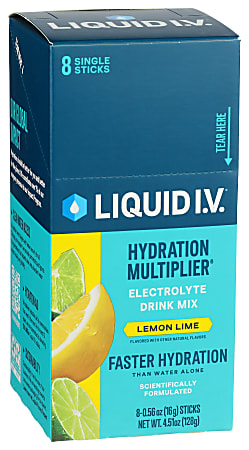 Liquid I.V. Hydration Multiplier Electrolyte Drink Mix, Lemon Lime, 0.56 Oz, Total Qty 8