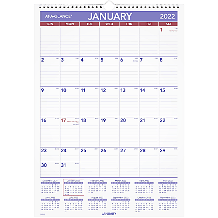 AT-A-GLANCE® Erasable Monthly Wall Calendar, 12" x 17", January To December 2022, PMLM0228