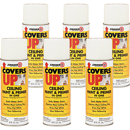 Zinsser COVERS UP Ceiling Paint & Primer In One - 13 fl oz - 6 / Carton - White