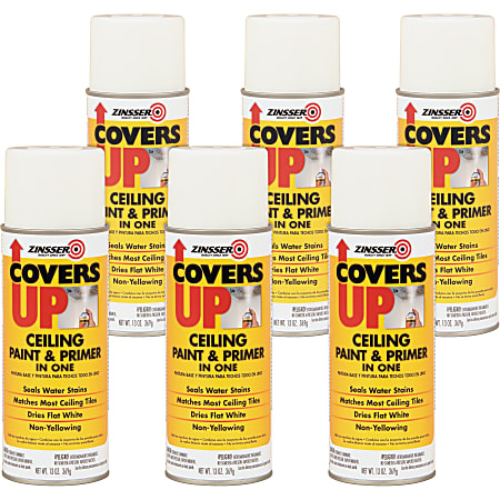 Zinsser COVERS UP Ceiling Paint/Primer in One - 13 fl oz - 6 / Carton - White