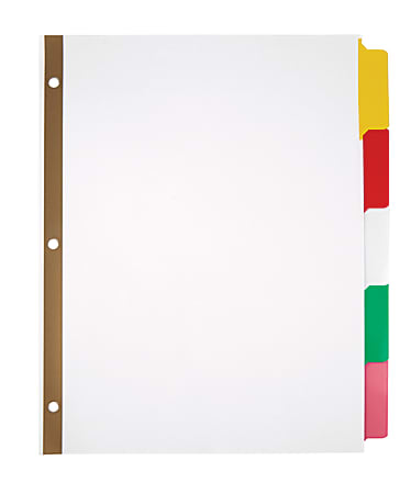Office Depot® Brand Erasable Big Tab Dividers, 5-Tab, Multicolor, Pack Of 2 Sets
