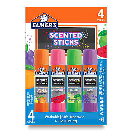 Elmer's Elmer s Tropical Scented Glue Sticks, Safe, Nontoxic School Glue, 4 Count (6g each)