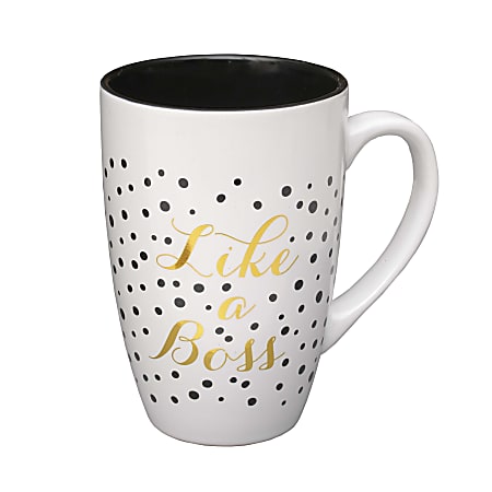 Gartner Studios® Tall Coffee Mug, Like A Boss, 16 Oz, White/Black