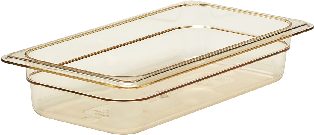 Cambro H-Pan High-Heat GN 1/3 Food Pans, 2"H x 6-15/16"W x 12-3/4"D, Amber, Pack Of 6 Pans
