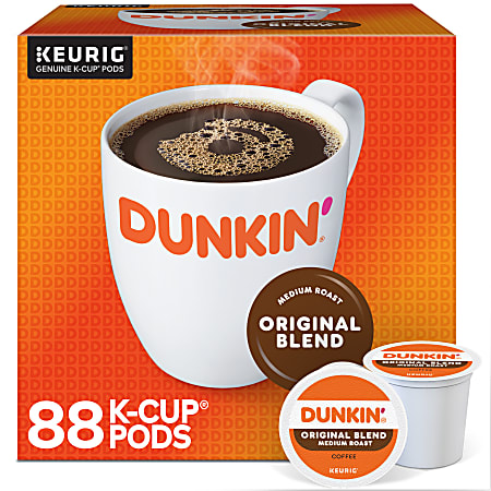 Dunkin' Original Blend Keurig Single Serve K-Cup Pods, Medium Roast, 22 Pods Per Pack, Case Of 4 Packs