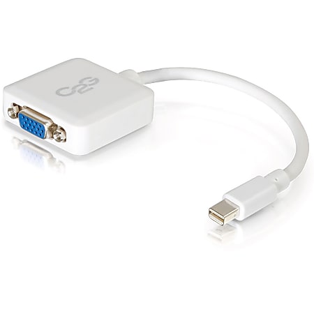 C2G Mini DisplayPort to VGA Adapter - M/F - Mini DisplayPort/VGA for Notebook, Tablet, Monitor, Video Device - 8" - 1 x Mini DisplayPort Male Thunderbolt - 1 x HD-15 Female VGA - White