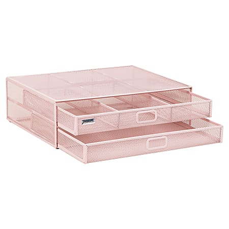 Mind Reader Metal Monitor Stand, 4-1/2”H x 12”W x 15-3/4”D, Pink