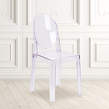 Flash Furniture Polycarbonate Oval-Back Ghost Chair, Transparent Crystal