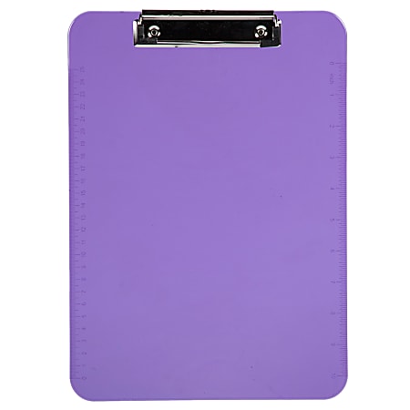 JAM Paper® Plastic Clipboards with Metal Clip, 9" x 13", Purple, Pack Of 12