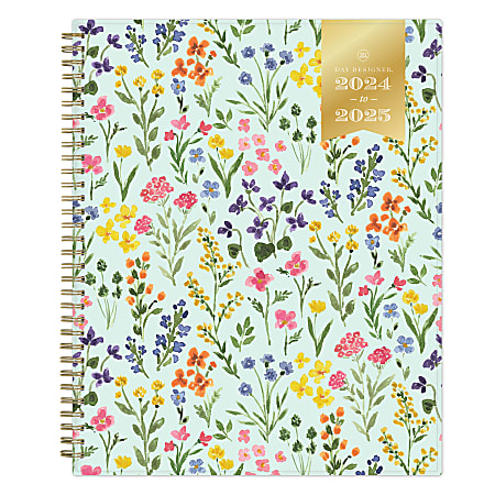 2024-2025 Day Designer Weekly/Monthly Planning Calendar, 8-1/2" x 11", Flower Field Mint, July To June, 144877