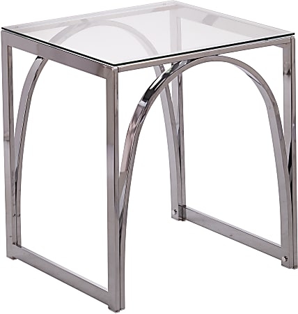 SEI Stevenly Square End Table, 22"H x 19"W x 19"D, Chrome