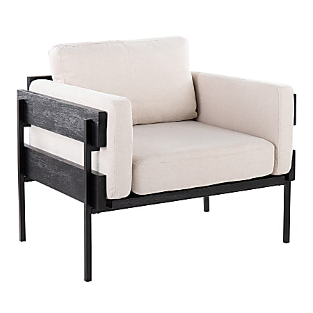 LumiSource Kari Farmhouse Fabric Accent Chair, Cream/Black