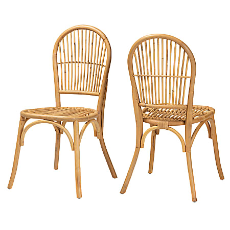 bali & pari Wina Modern Bohemian Dining Chairs, Natural Brown, Set Of 2 Chairs