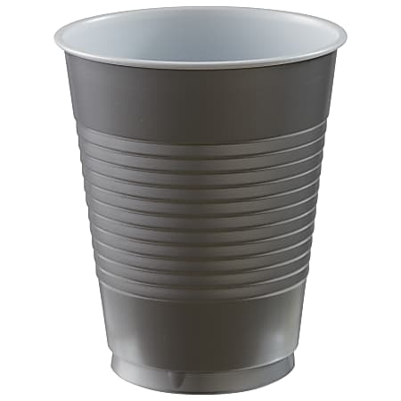 Amscan Plastic Cups, 18 Oz, Silver, Set Of 150 Cups