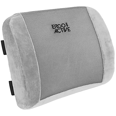 Mount-It! ErgoActive Lumbar Support Pillow, Memory Foam, 12-3/4” x 15”, Gray