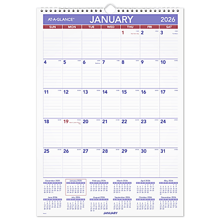 AT-A-GLANCE® 2026 Monthly Wall Calendar, Medium, 12" x 17"