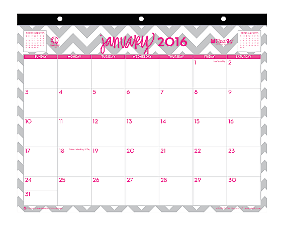 Blue Sky™ Monthly Tablet Calendar, 11" x 8 3/4", 50% Recycled, Dabney Lee, January-December 2016