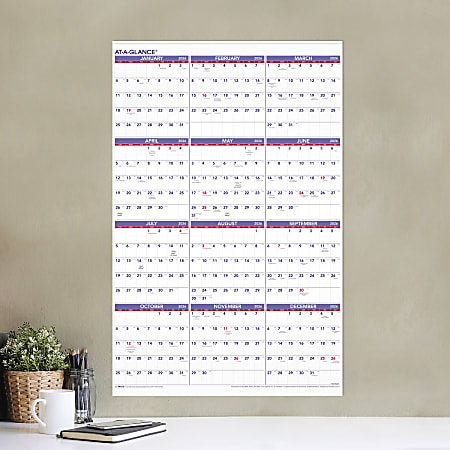 AT A GLANCE 2026 Yearly Wall Calendar Extra Large 24 x 36 Office Depot