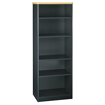 Bush Business Furniture Office Advantage 5 Shelf Bookcase, 26"W, Beech/Slate, Premium Installation