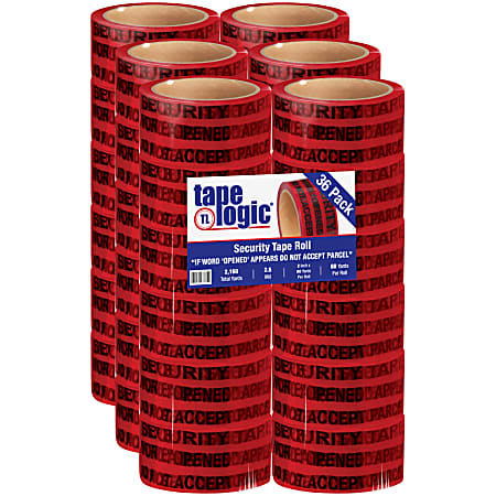 Tape Logic® Secure Tape, 3" Core, 2" x 60 Yd., Red, Case Of 36