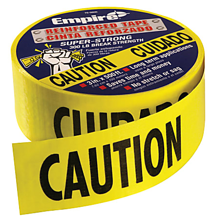 Empire Level® Heavy Duty Reinforced Caution Tape Roll, 3" x 500'