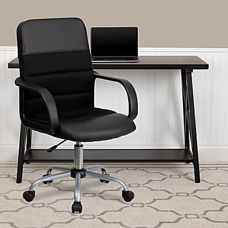 Flash Furniture LeatherSoft™ Faux Leather/Mesh Mid-Back Task Chair, Black