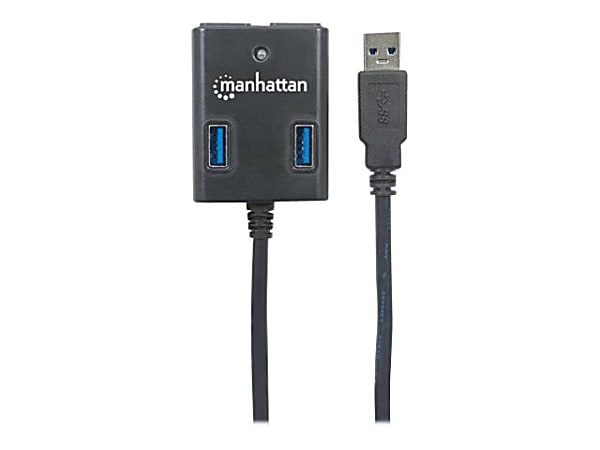 Manhattan SuperSpeed USB 3.0 Hub, 13/16”H x 1-13/16”W x 2-1/4”D, Black, ICI162296
