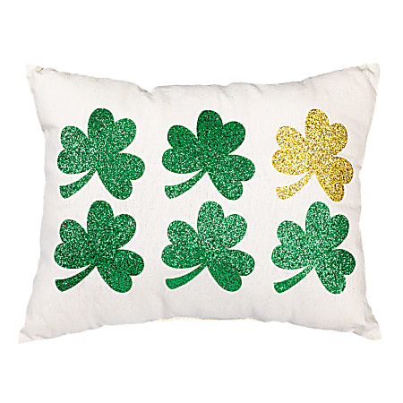 Amscan St. Patrick's Day Shamrock Rectangular Pillows, 9" x 12", Gold/Green, Pack Of 2 Pillows