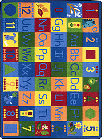 Joy Carpets® Kids' Essentials Rectangle Area Rug, Around the Block II™, 5-1/3' x 7-33/50', Multicolor